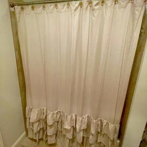Pottery Barn Linen Ruffled Shower Curtain